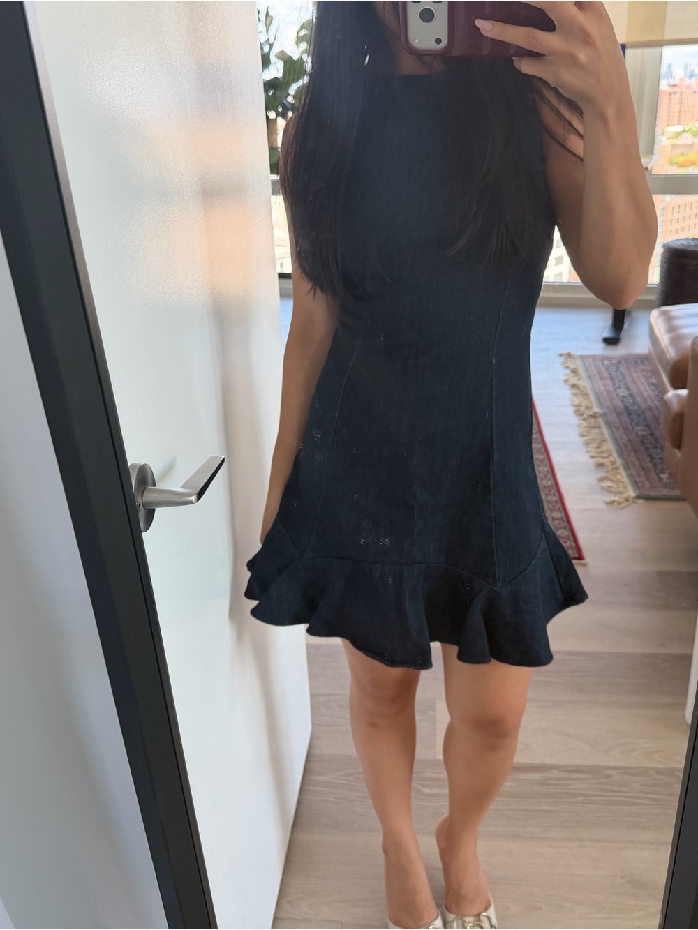 Zara Black Sleeveless Ruffle-Hem Mini Dress